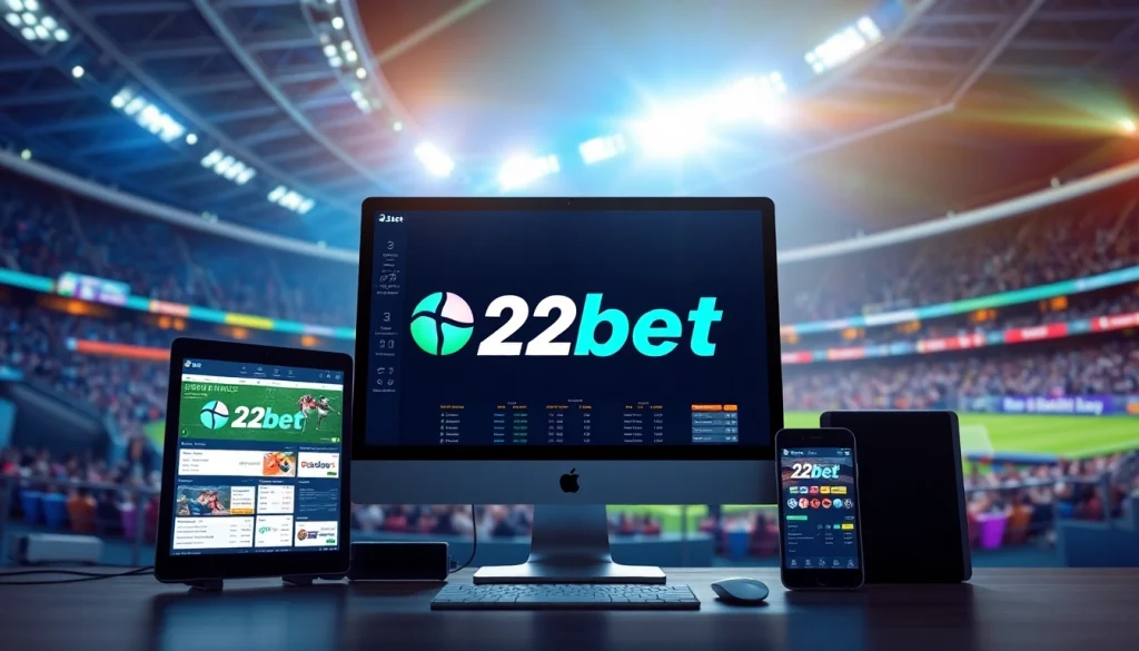 Engaging scene showcasing 22bet's online betting interface with vibrant sports graphics.